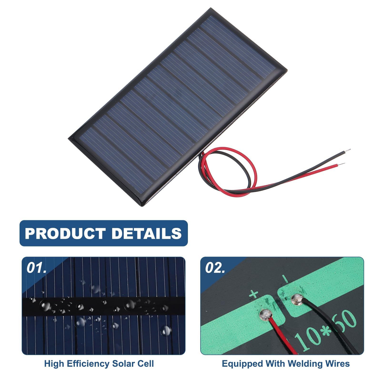MECCANIXITY 5 Pcs 5V 0.45W 90mA Mini Solar Panels, Small Black