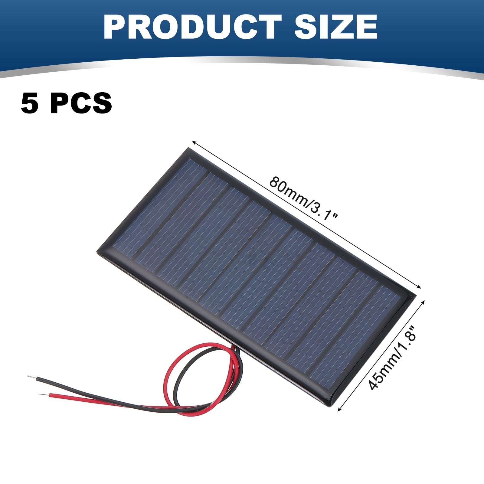 MECCANIXITY 5 Pcs 5V 0.45W 90mA Mini Solar Panels, Small Black