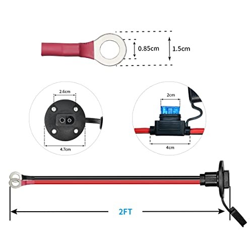 12AWG SAE Power Socket Sidewall Port to O Ring – 2FT SAE Socket to O Ring