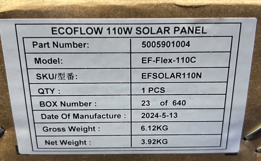EF ECOFLOW 110W Portable Solar Panel, Foldable with Carry Case- New