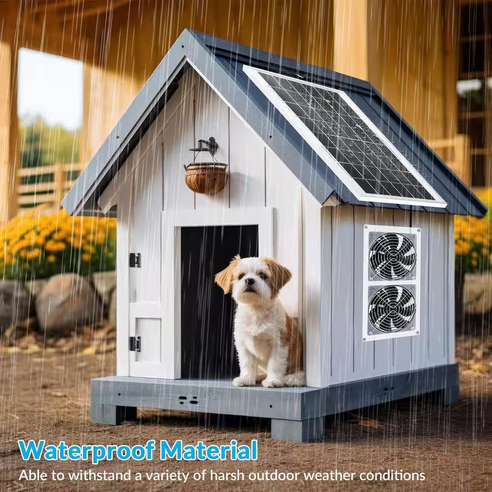 2 Set Solar Fan for Greenhouse, 10W Solar Panel Fan Kit with Bracket, Waterproof