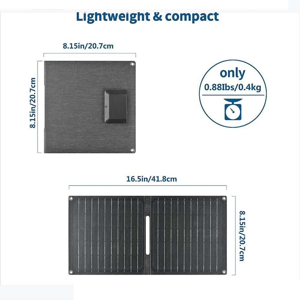 ETFE Folding Solar Panel Kit 40W 12V Mono Camping Battery Type-c/USB/DC Charging