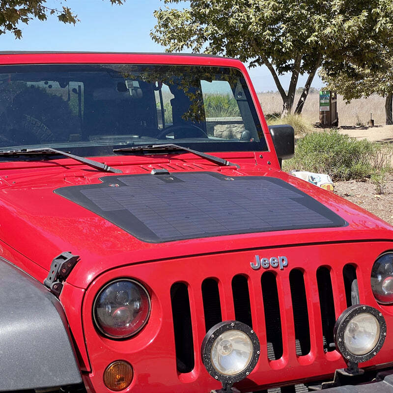 Lensun 105W 12V Hood/Bonnet Flexible Solar Panel for Jeep Wrangler JK 2007-2018