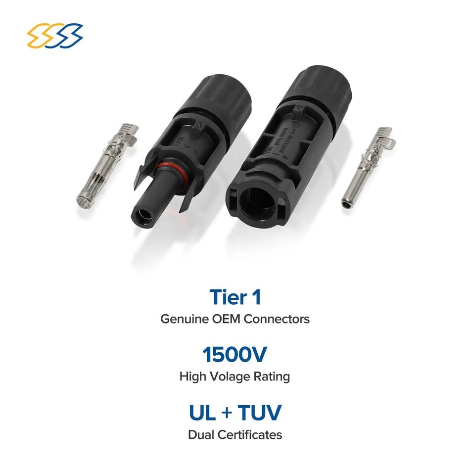 1500V PV Connector UL & TUV for 10-14 AWG Wires – 6/18/100 Pairs