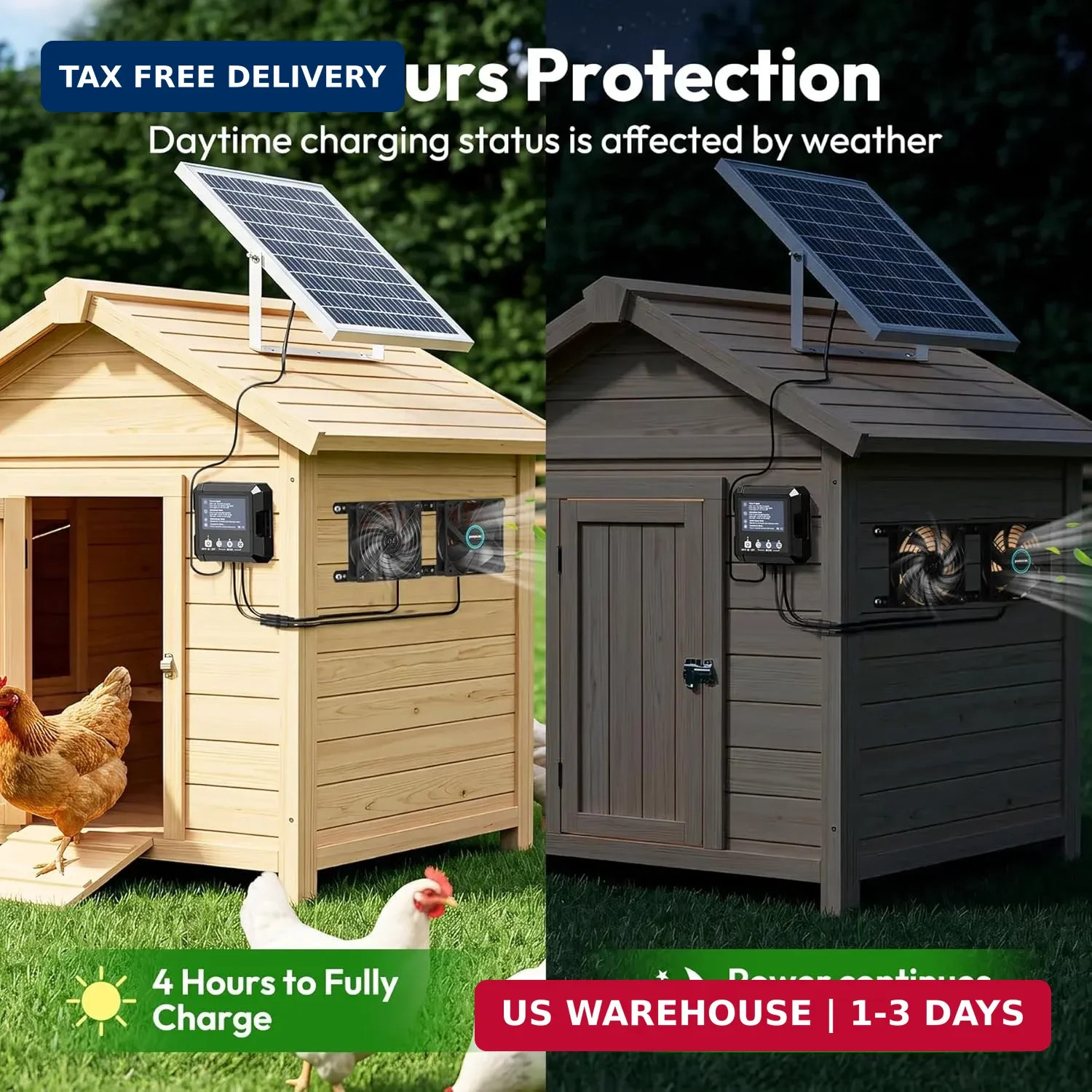 INNOLAND Solar Fan for Chicken Coop & Greenhouse, 25W Solar Powered Exhaust Fan