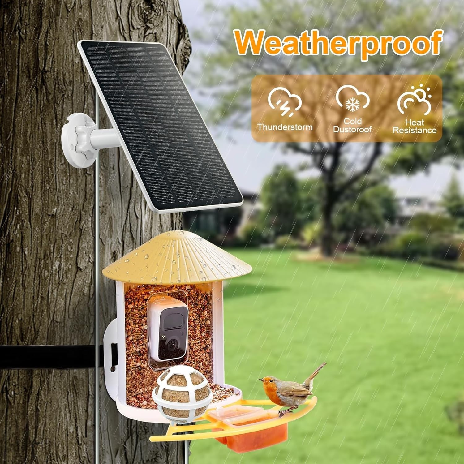 Solar Panel for Bird Feeder Camera, 3W Continuously Power Supply for Your Bir…