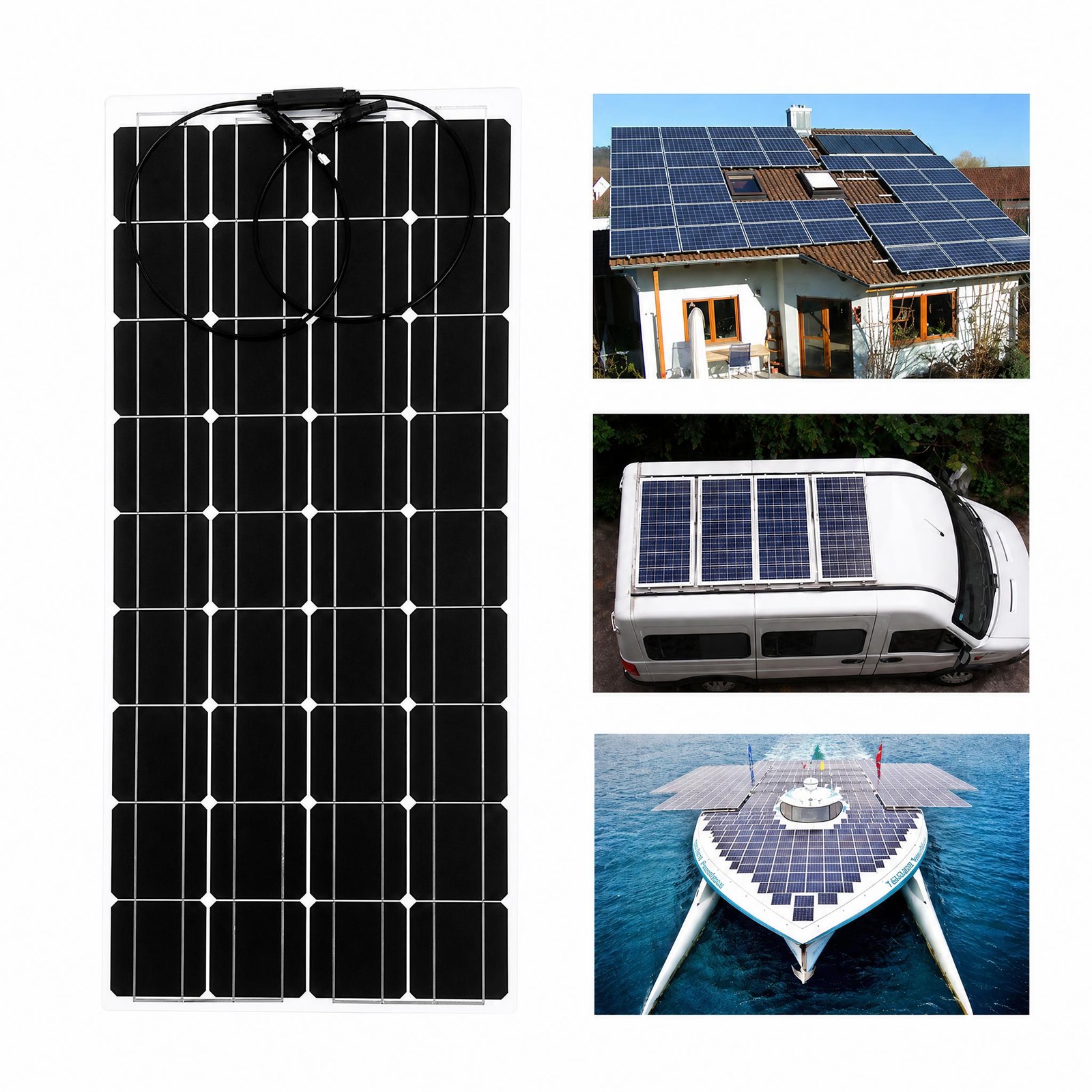 Flexible Solar Panel 200W 18V Waterproof For RV Boat Camper Home Charge