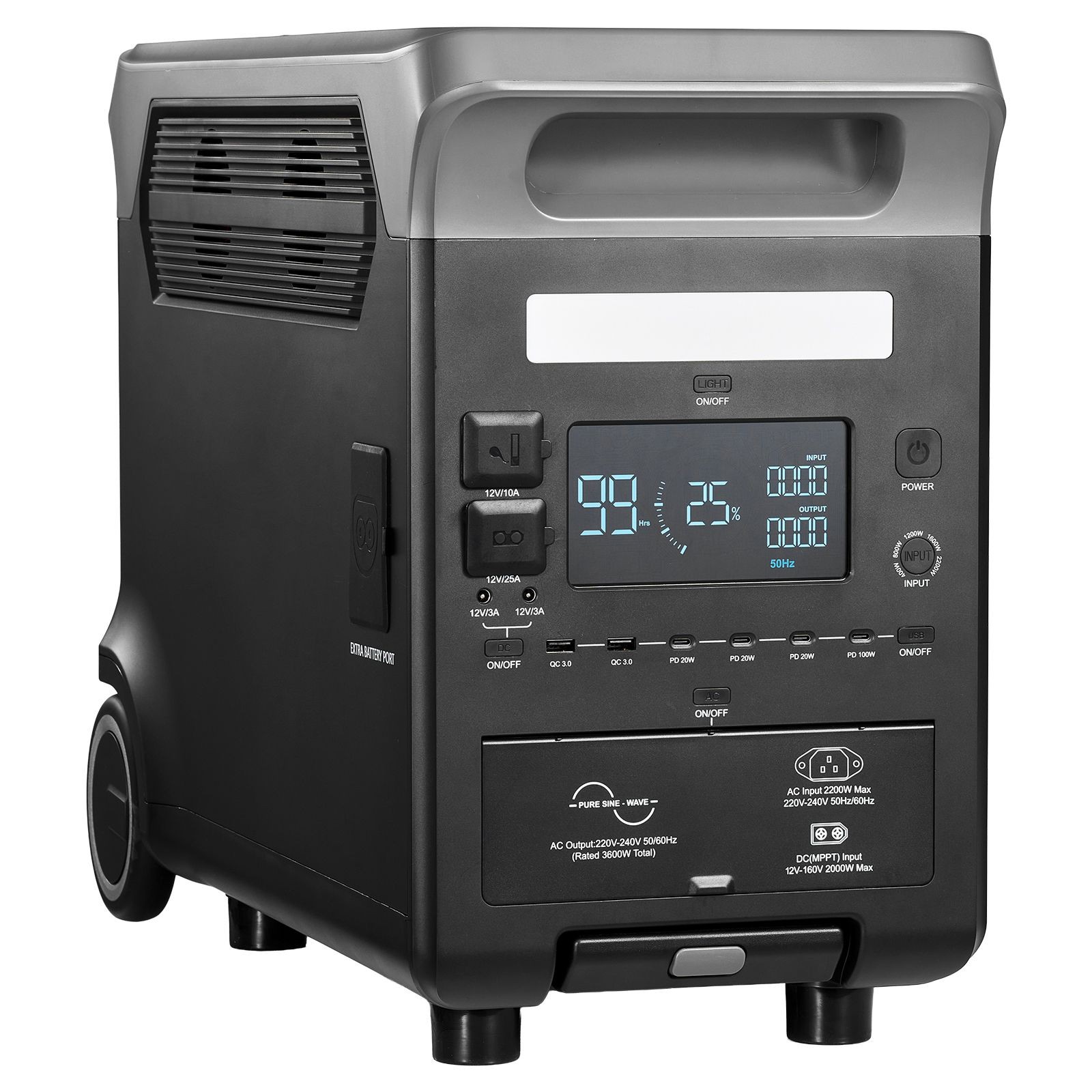 3600W 3840Wh LiFePO4 Power Station Expandable Camping