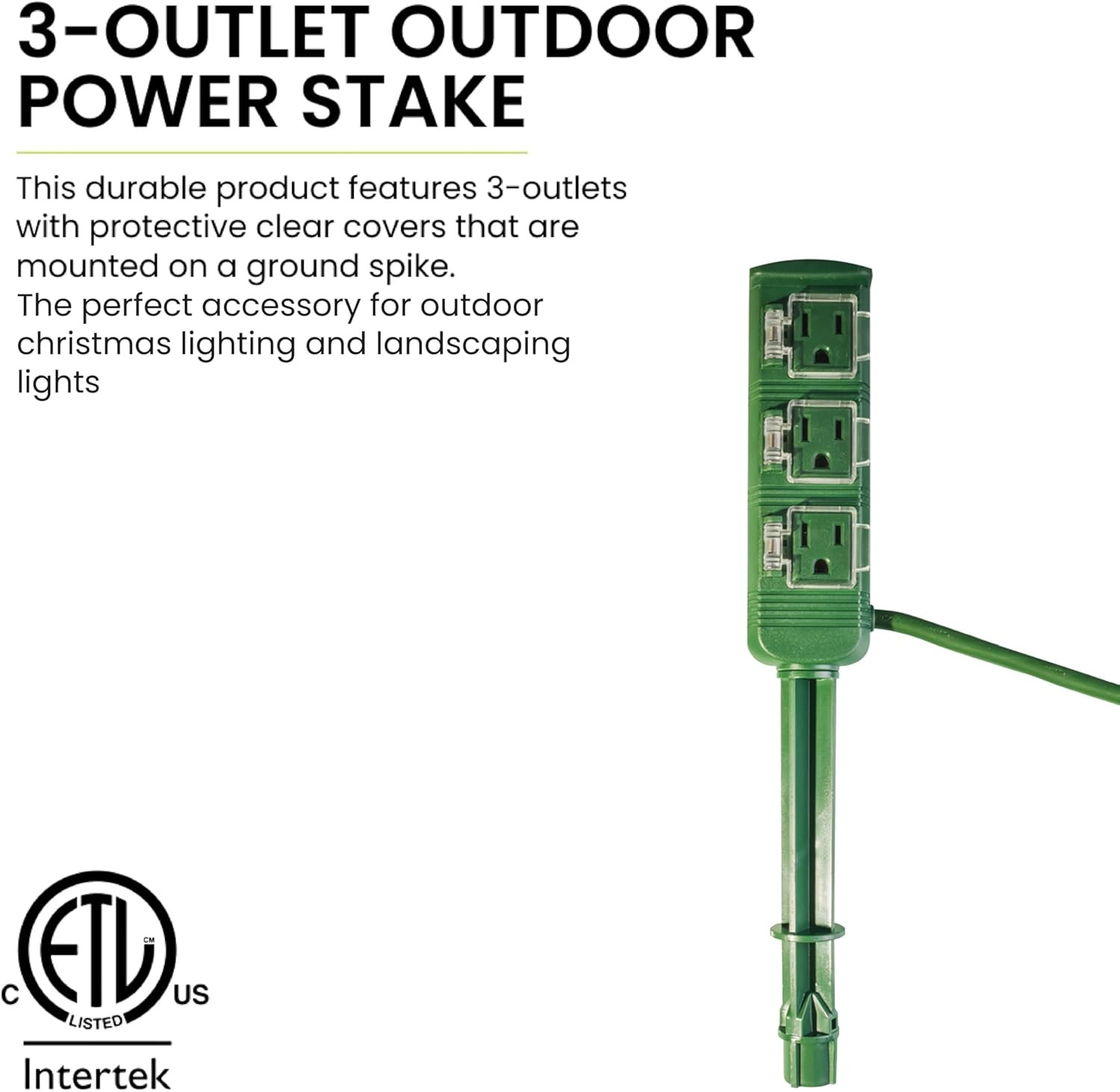Go Green Power Gogreen Power 18/2 18-Ft 3-Outlet Outdoor Power Stake, Green (GG-