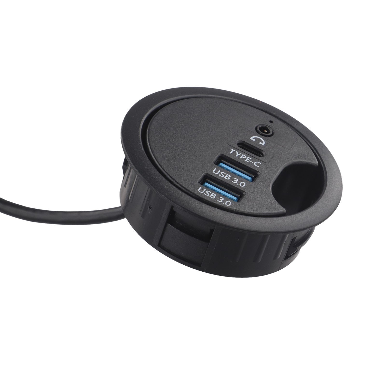 USB 3 0 Hub Desk Grommet with Dual Port Audio Interface for PC Laptops
