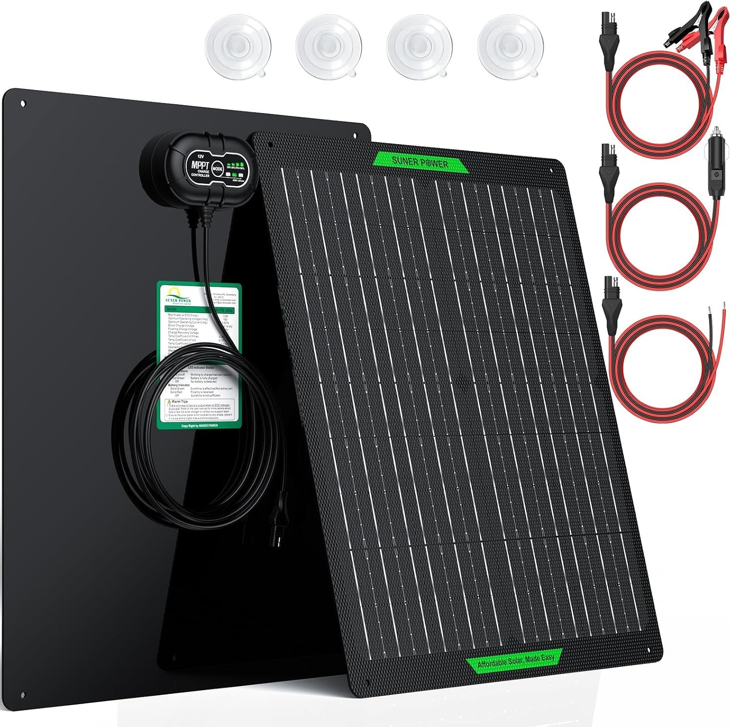 Efficient 30W Waterproof Solar Battery Charger with Automatic Maintenance
