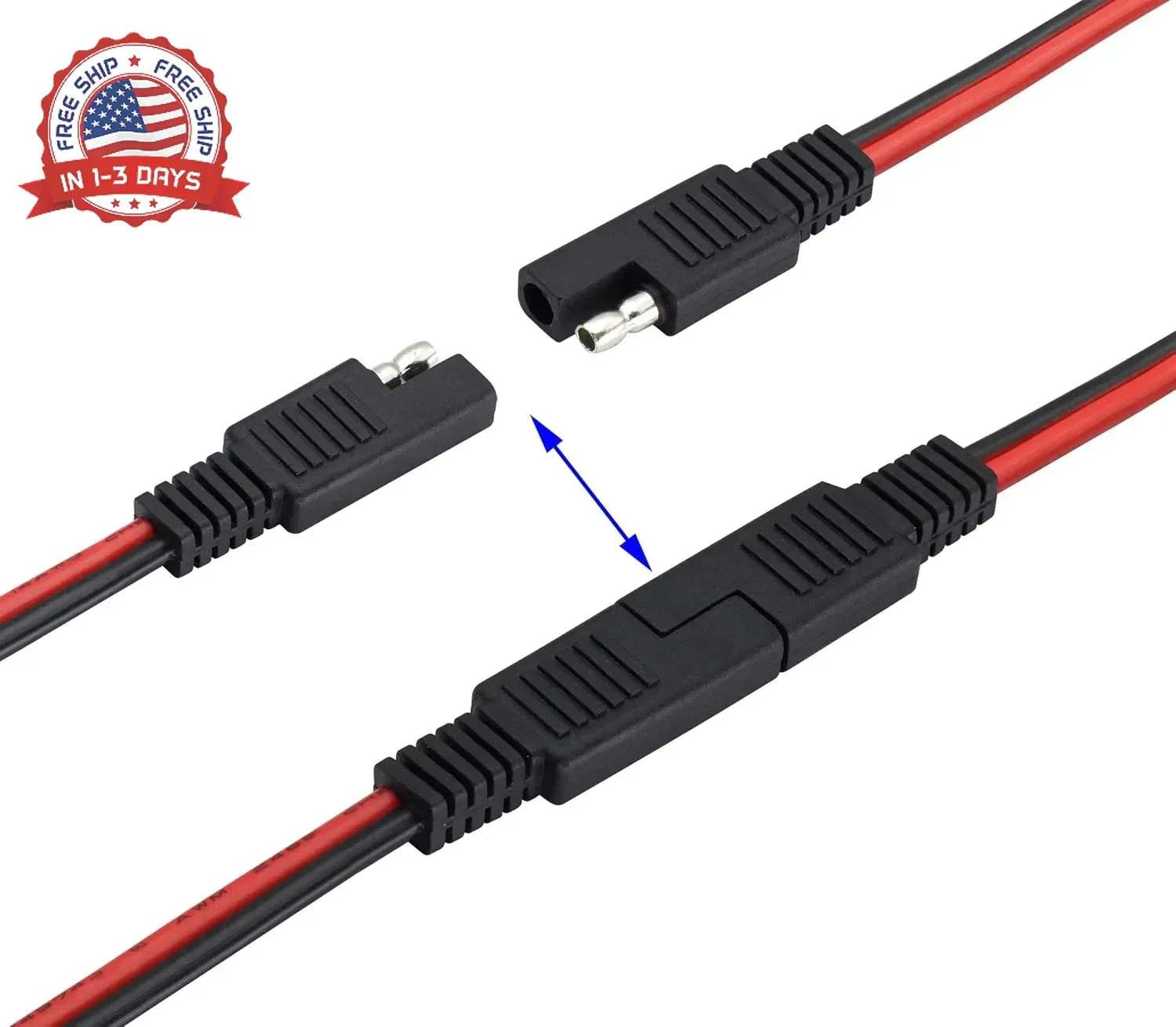 SAE Plug to DC 5.5 x 2.1mm (Female and Male) Adapter Cable with SAE Polarity Rev