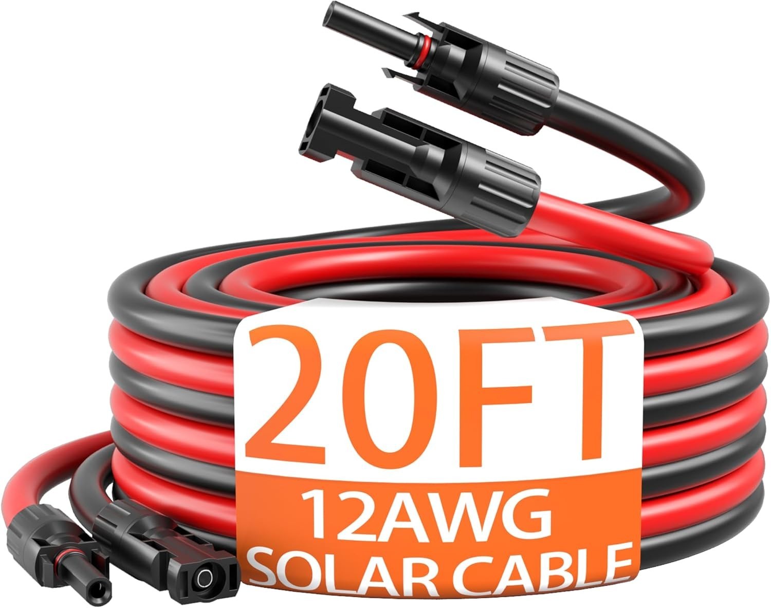 Tinned Copper 12AWG Solar Cable – 20FT Red & Black Pair for Enhanced Efficiency