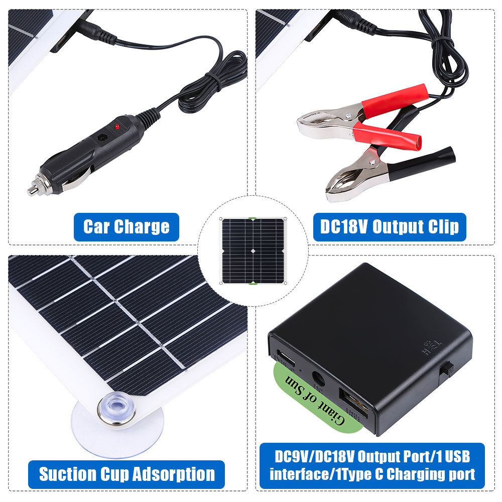 400W Controller Solar Panel Kit 100A 5V Portable Outdoor Home Battery Charger