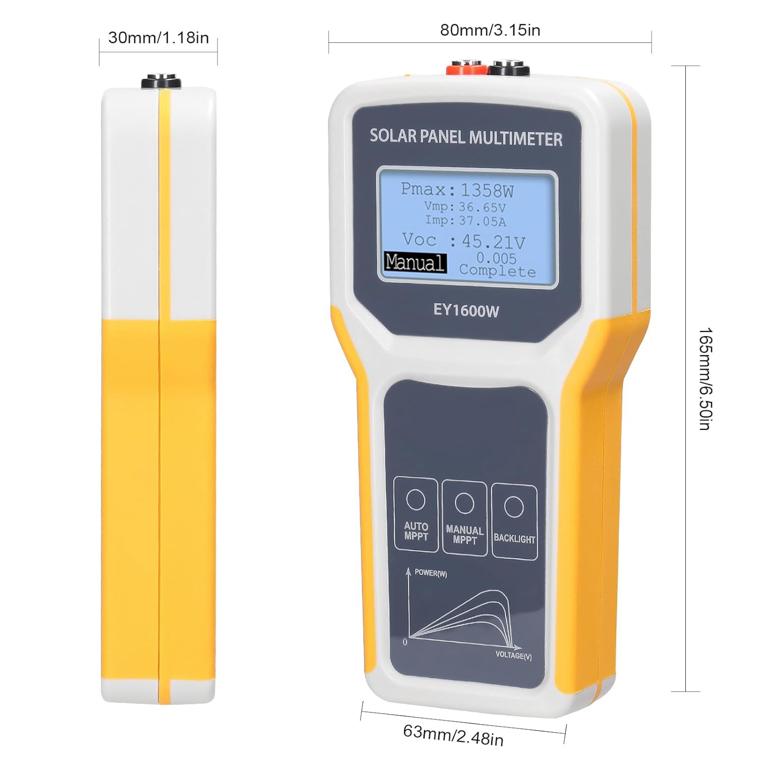 Solar DC/AC Power Meter Solar Panel Tester 1600W Photovoltaic Panel Multimeter M