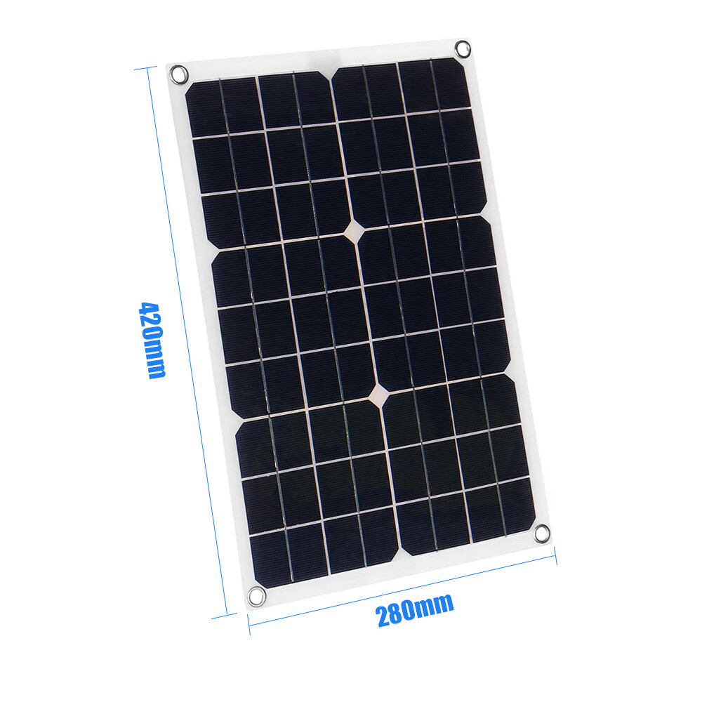 20W 18V Outdoor Solar Panel Charger USB Power Controller For Phone Car RV Boat