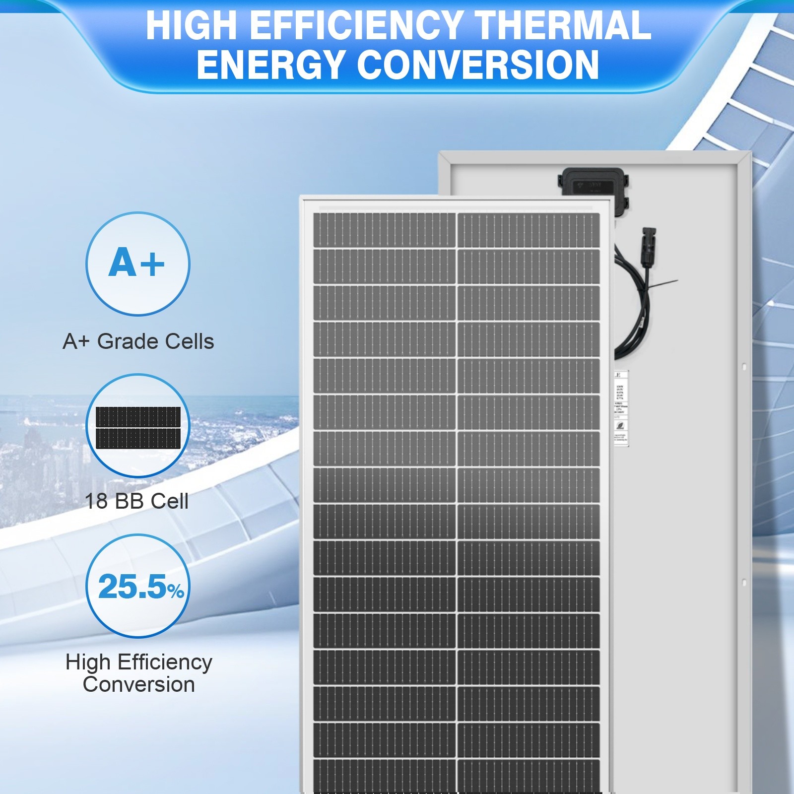 200W Solar Panel Mono 18BB N-Type Cell Module PV RV Boat Home Off Grid (2*100W)