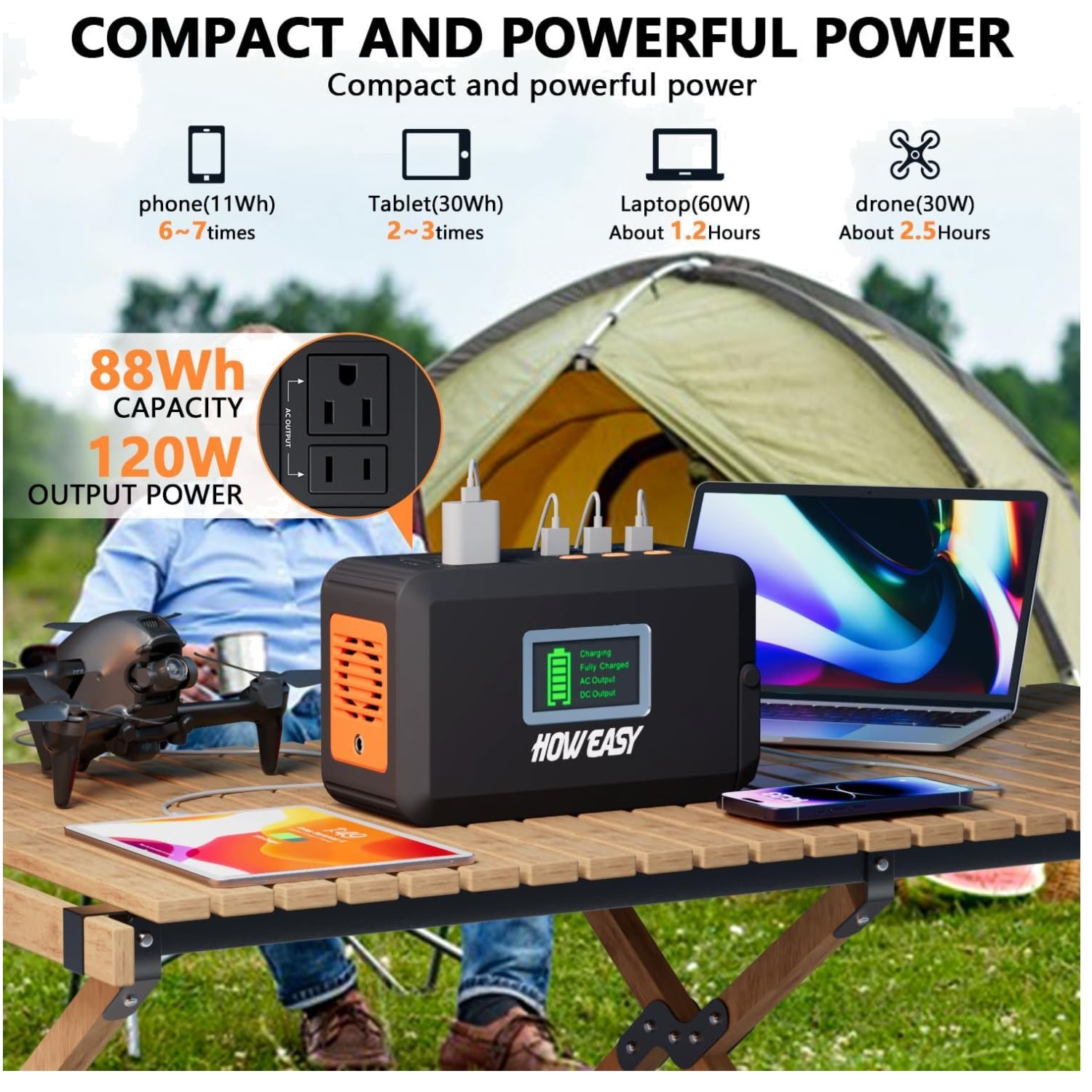 Portable Solar Generator, 120W Peak Power Station