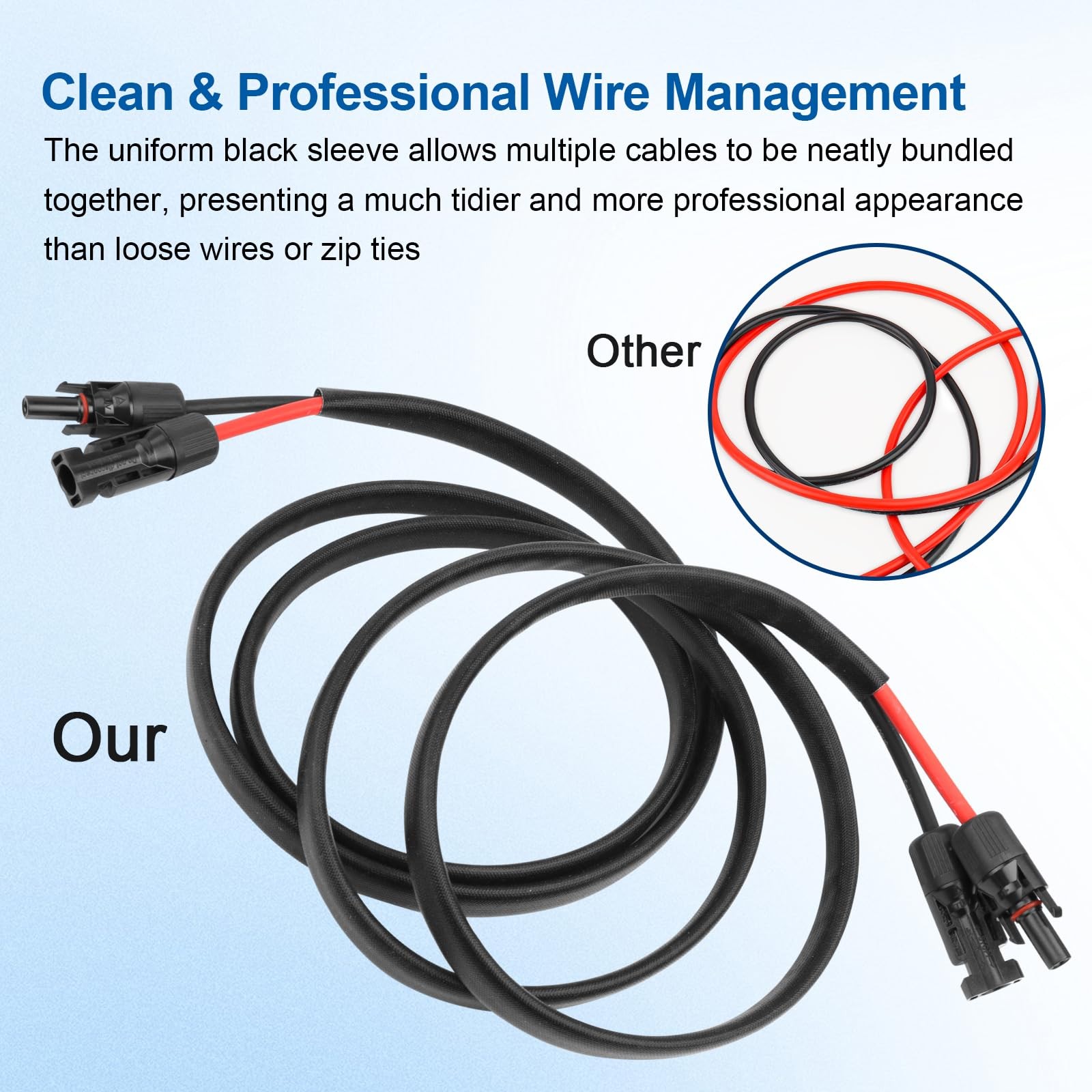 10AWG Solar Cable – 20FT Solar Panel Extension Cord 10 Gauge PV Wire with Fla…