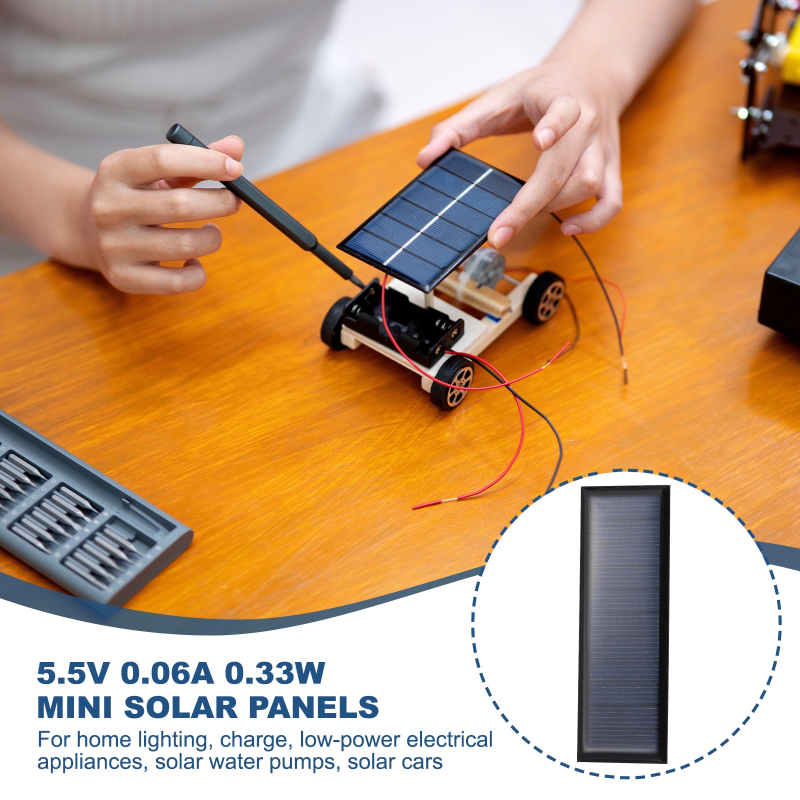 2PCS 5.5V 0.33W 0.06A Mini Solar Panels for Solar Power Small Solar Cells