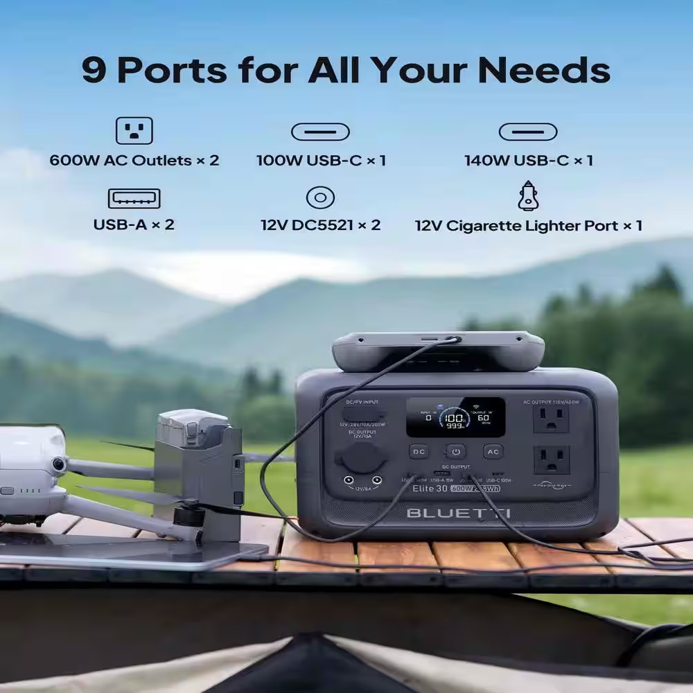 600W Continuous/1500W Peak Output 288Wh Portable Power Station, Push Button Star