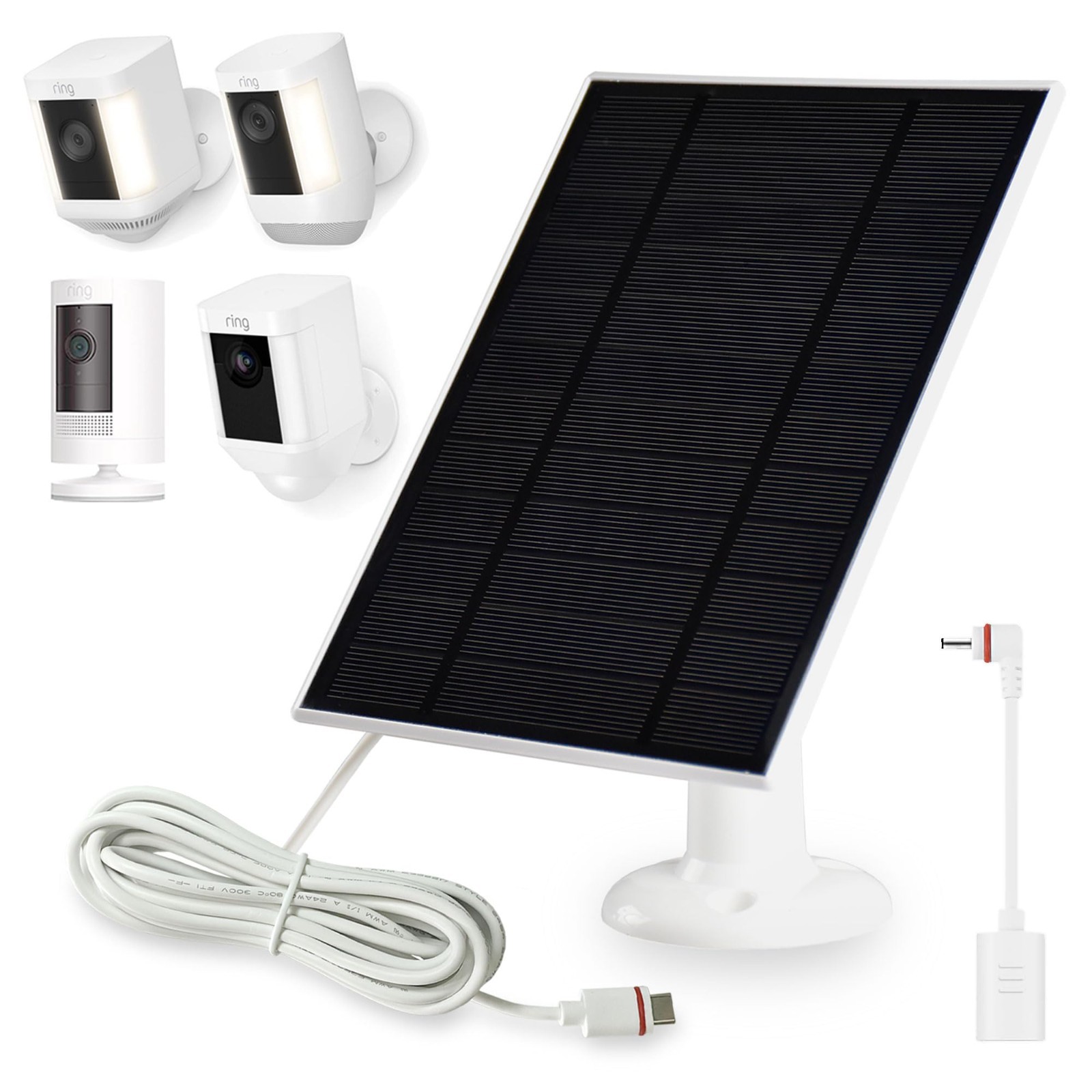 Solar Panel for Ring Cameras – 1 Pack Compatible with Stick Up Cam, Spotlight Ca