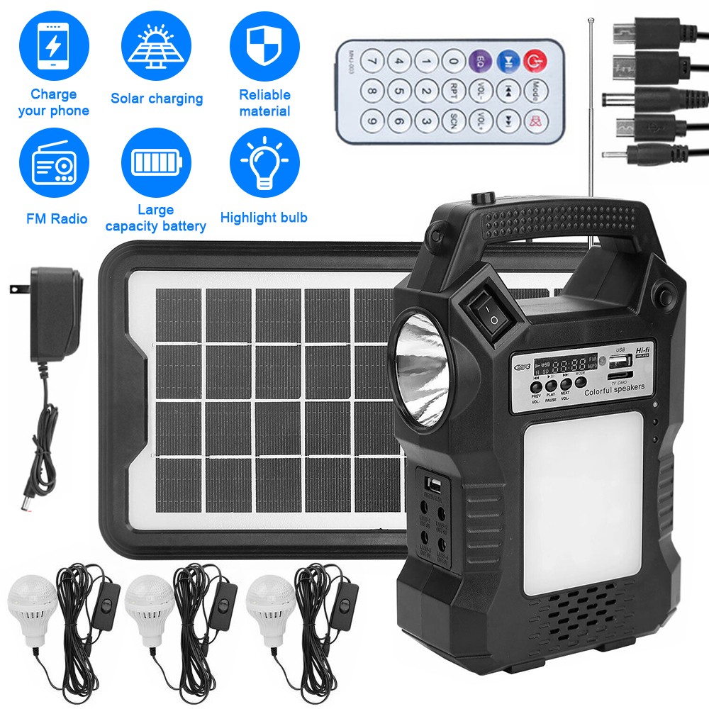 Portable rechargeable solar power generation radio system with lighting US K7