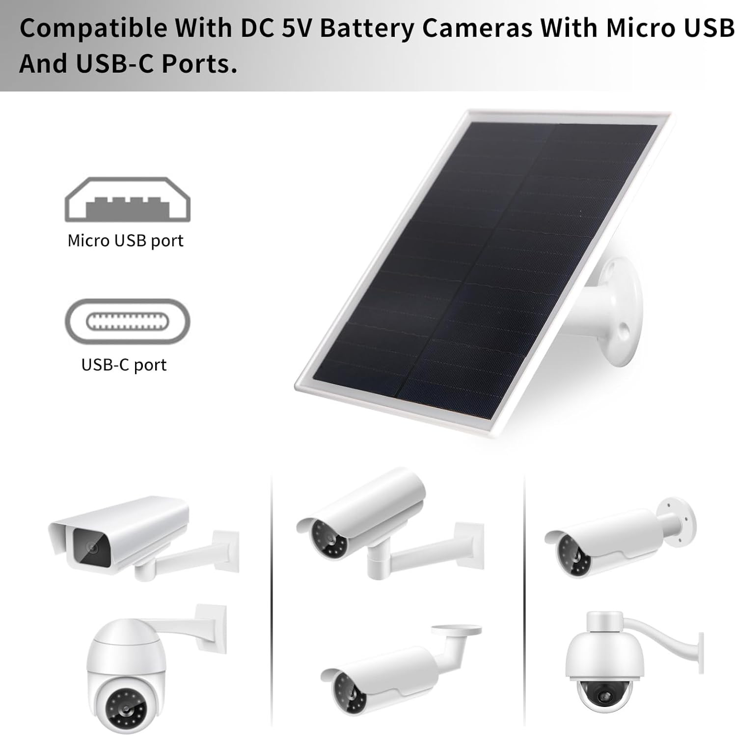 6W Solar Panel Charger, Solar Panel with Micro USB & USB-C Port for DC 5V Outdoo