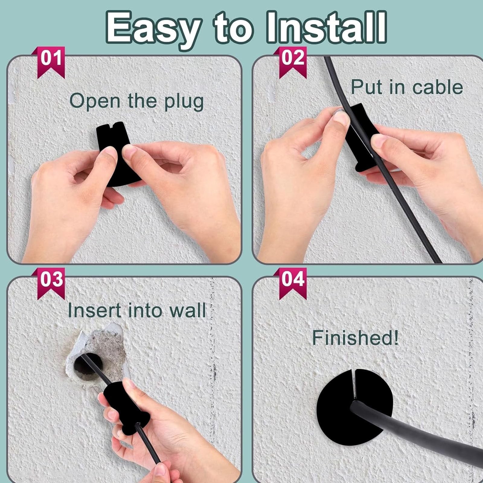 4PCS Cable Grommet Kit, 1Inch Rubber Wall Hole Cover Routing Kit, Cable Feed …