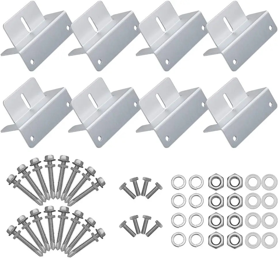 16Pcs/Set Solar Panel Mounting Bracket Kits 4/8 Units Solar Panel Aluminum Mount