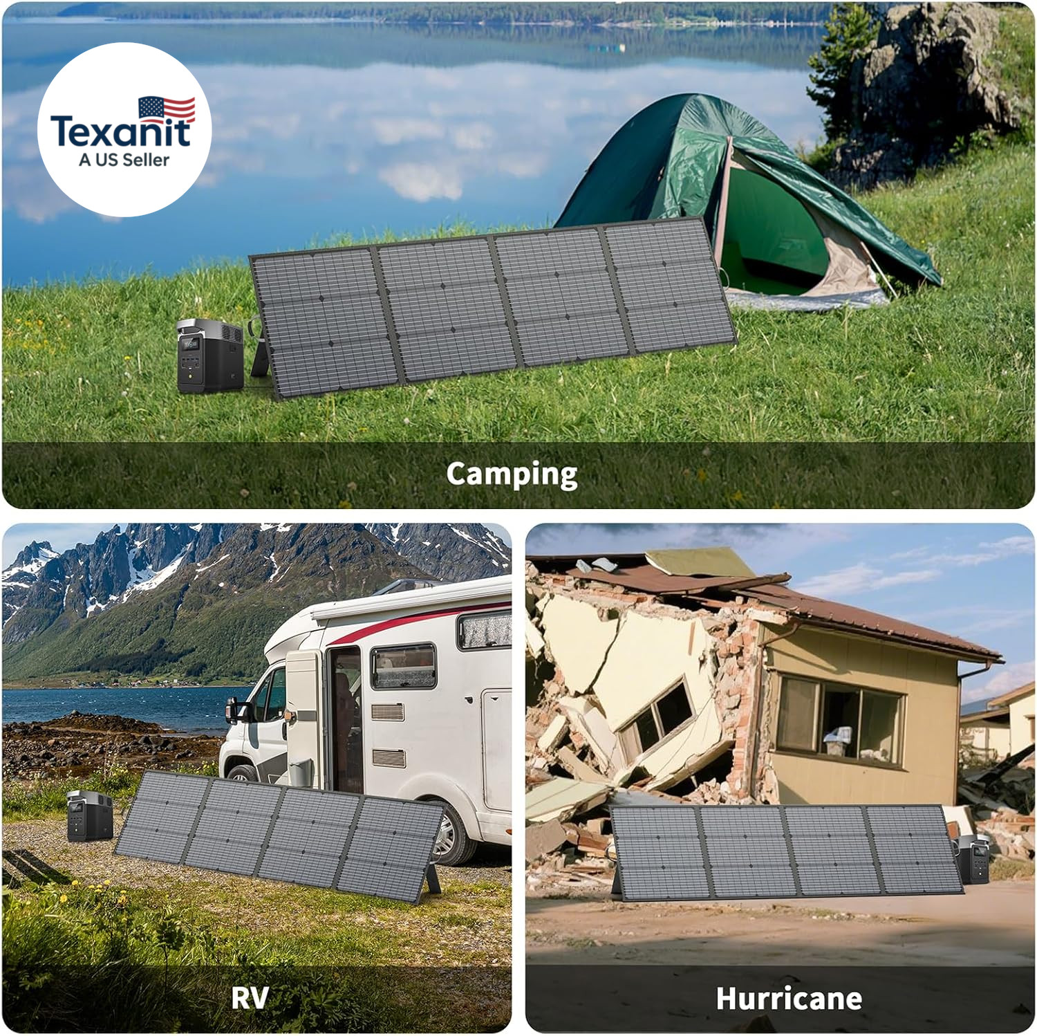 Portable Solar Panel 220W 40V Monocrystalline Foldable Solar Panels Charger Powe