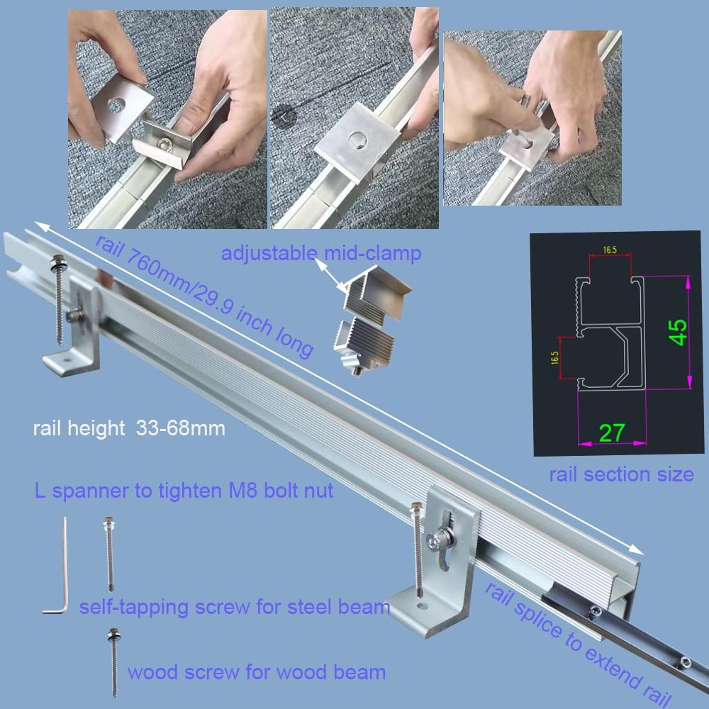 Solar Panel Roof Mounts Bracket Kit For Sloped Pitched Tin Roof