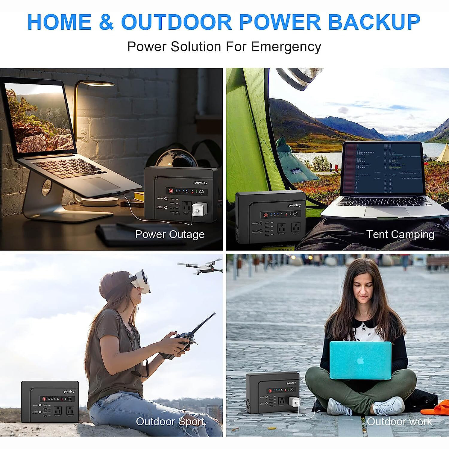 Powkey 146Wh 200W Portable Power Station Solar Generator with 40W Solar Panel