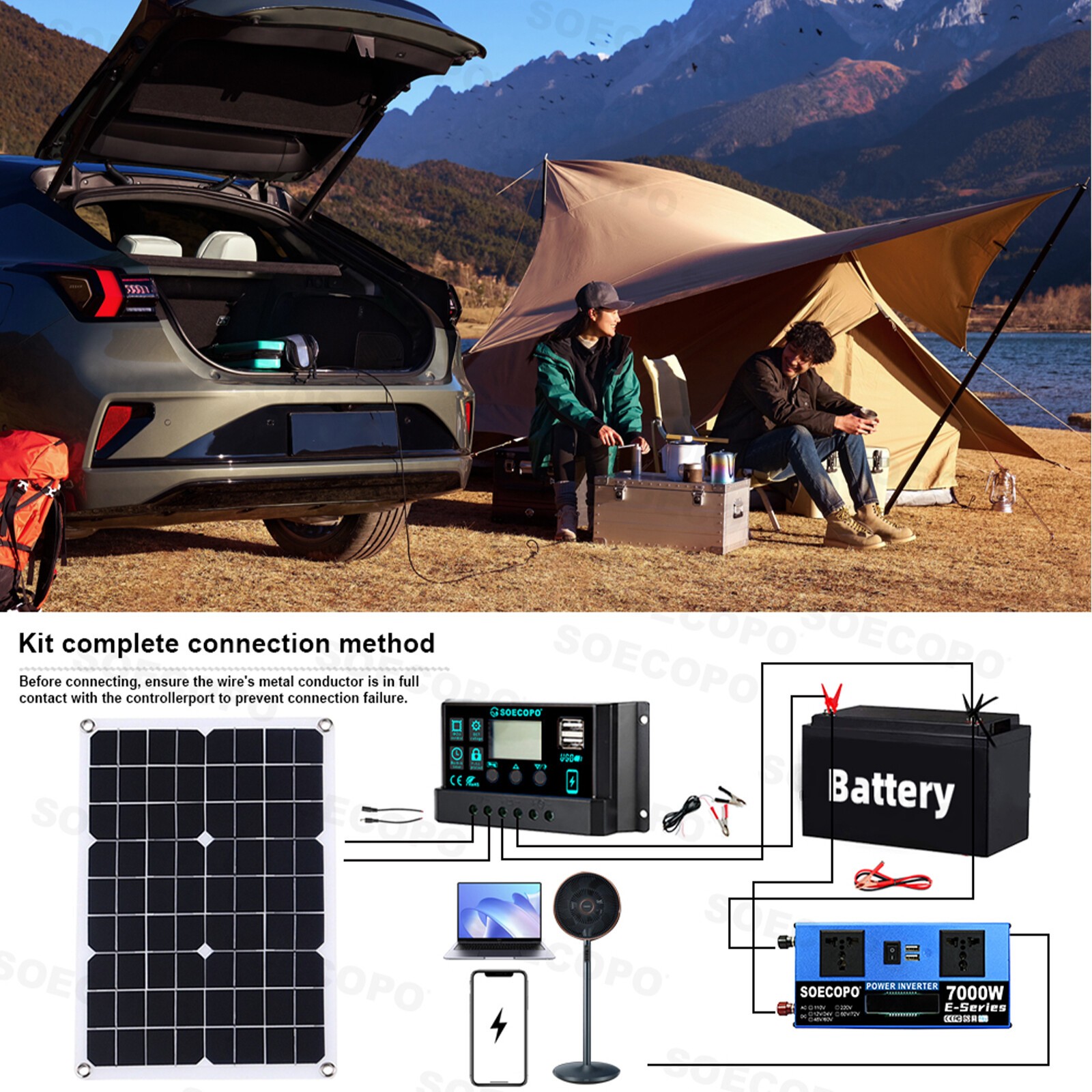 7000W Solar System Kit 12V/24V To 110V/220V 100A Controller 500W Inverter SystNi