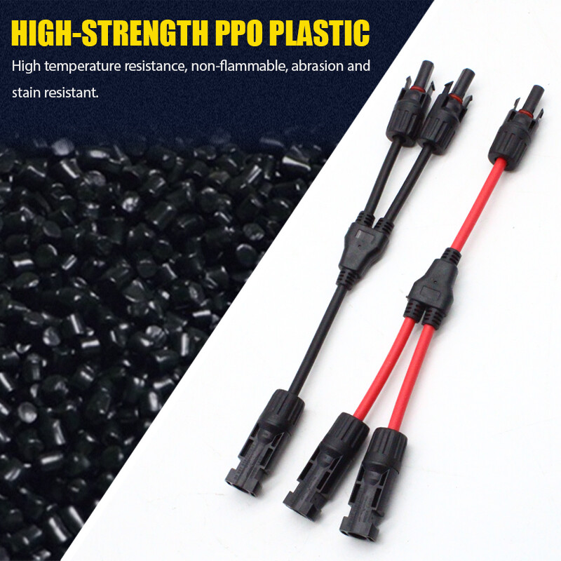 2 Pair Solar Connectors Y Branch Parallel PV Adapter Cable Wire Plug Connector