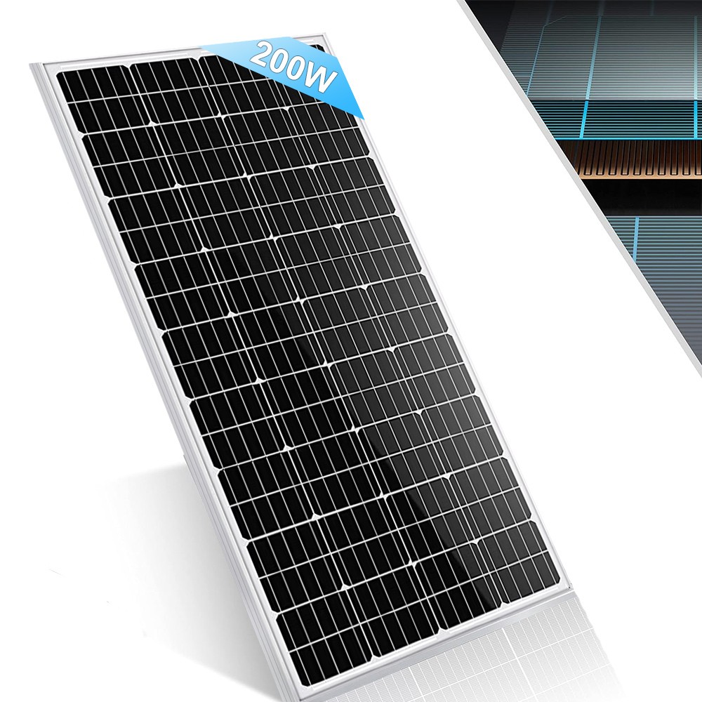 200W 12V Off-Grid Monocrystalline Solar Panel for RV Boat Home Roof Camping Yard