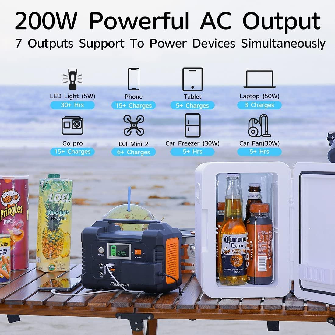 Portable Power Station 200W 151Wh Solar Generator Backup for Blackout/Camping/RV