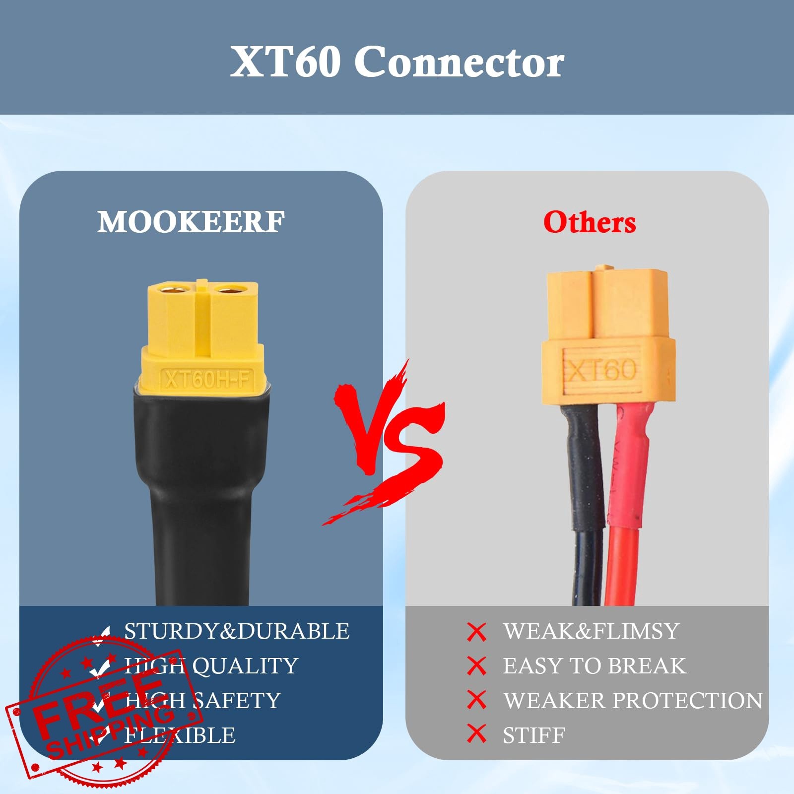 MOOKEERF XT60 Extension Cable 1FT