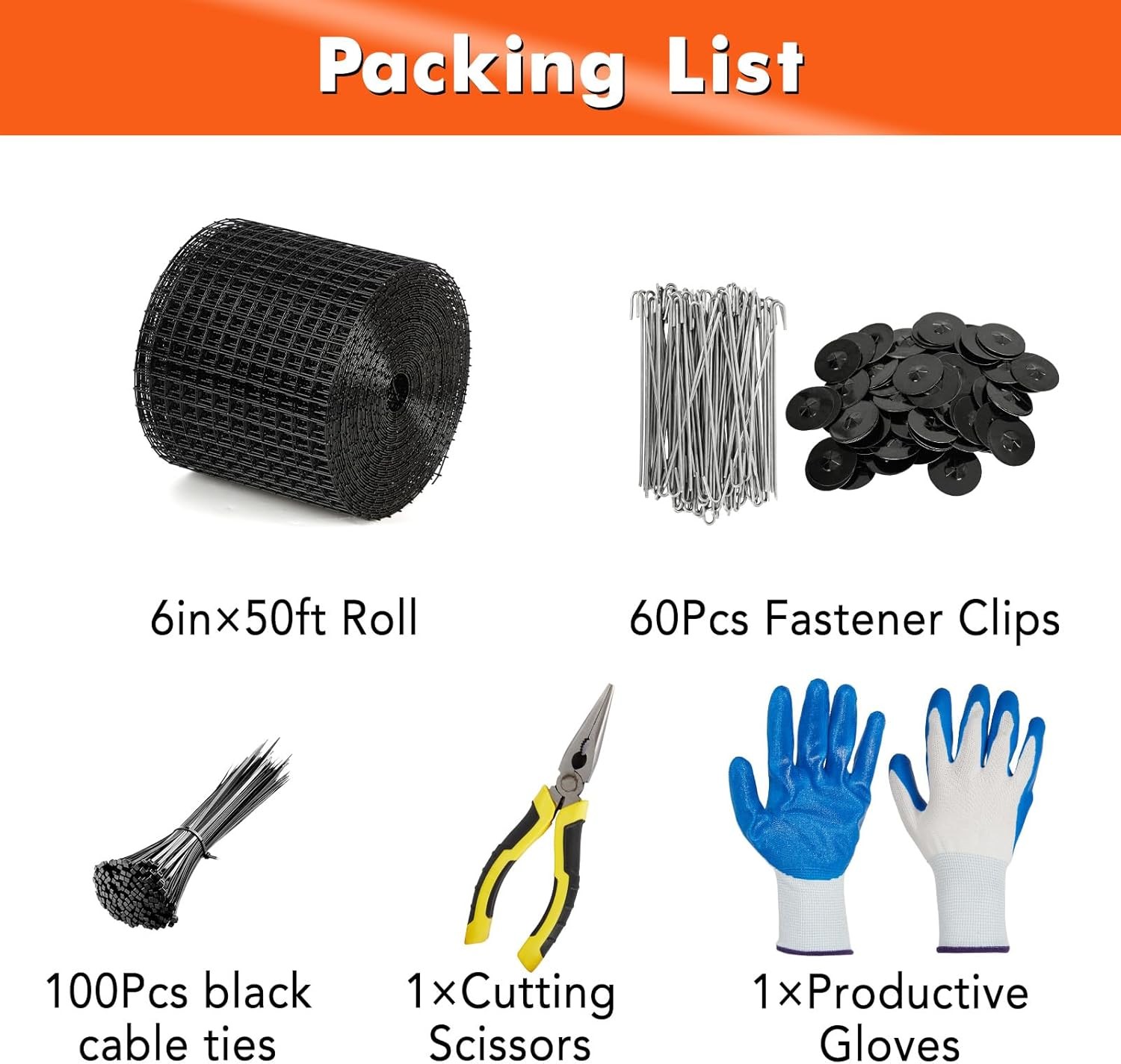 6in x 50ft Solar Panel Bird & Critter Guard Kit, Includes 60 Fastener Clips, 100