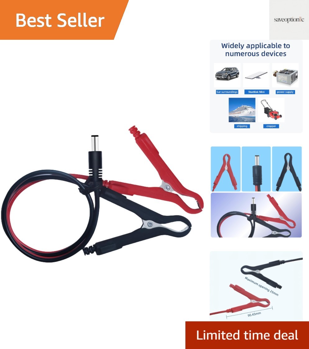 1.9FT DC 5.5mm Power Cable with Alligator Clips – Essential for Starlink Mini