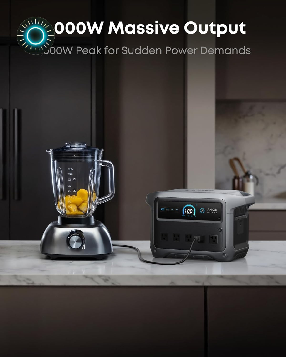 SOLIX C1000 Gen 2 Portable Power Station 2,000W Peak 3,000W Solar Generator NEW