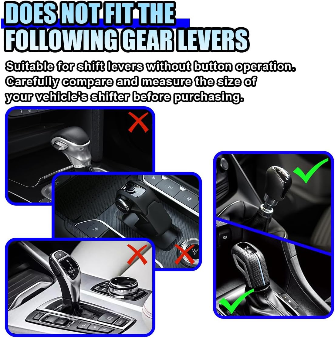 Leather Car Gear Shift Knob Cover, Anti-Slip Breathable Car Shifter Lever Cover,