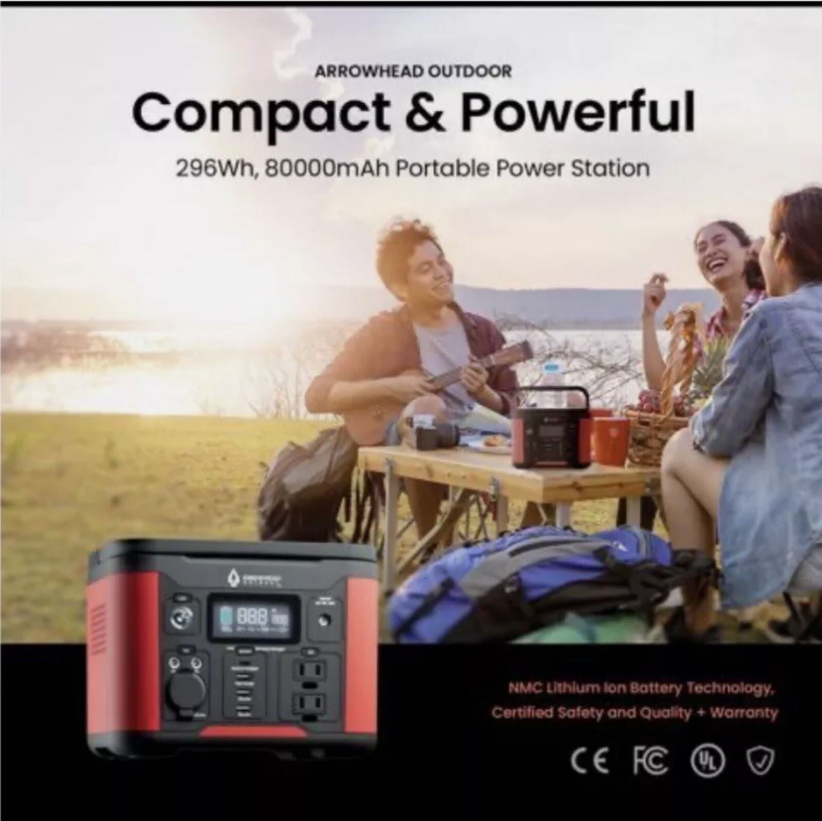 ARROWHEAD OUTDOOR 296W Portable Power Station Lithium Solar Generator Peak 600W