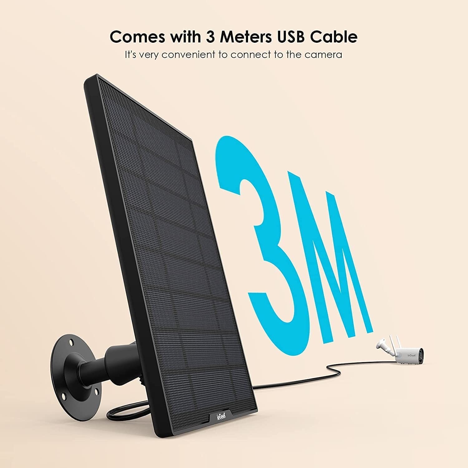 ieGeek USB Port Solar Panel for Security Camera Outdoor Charger for CCTV Camera