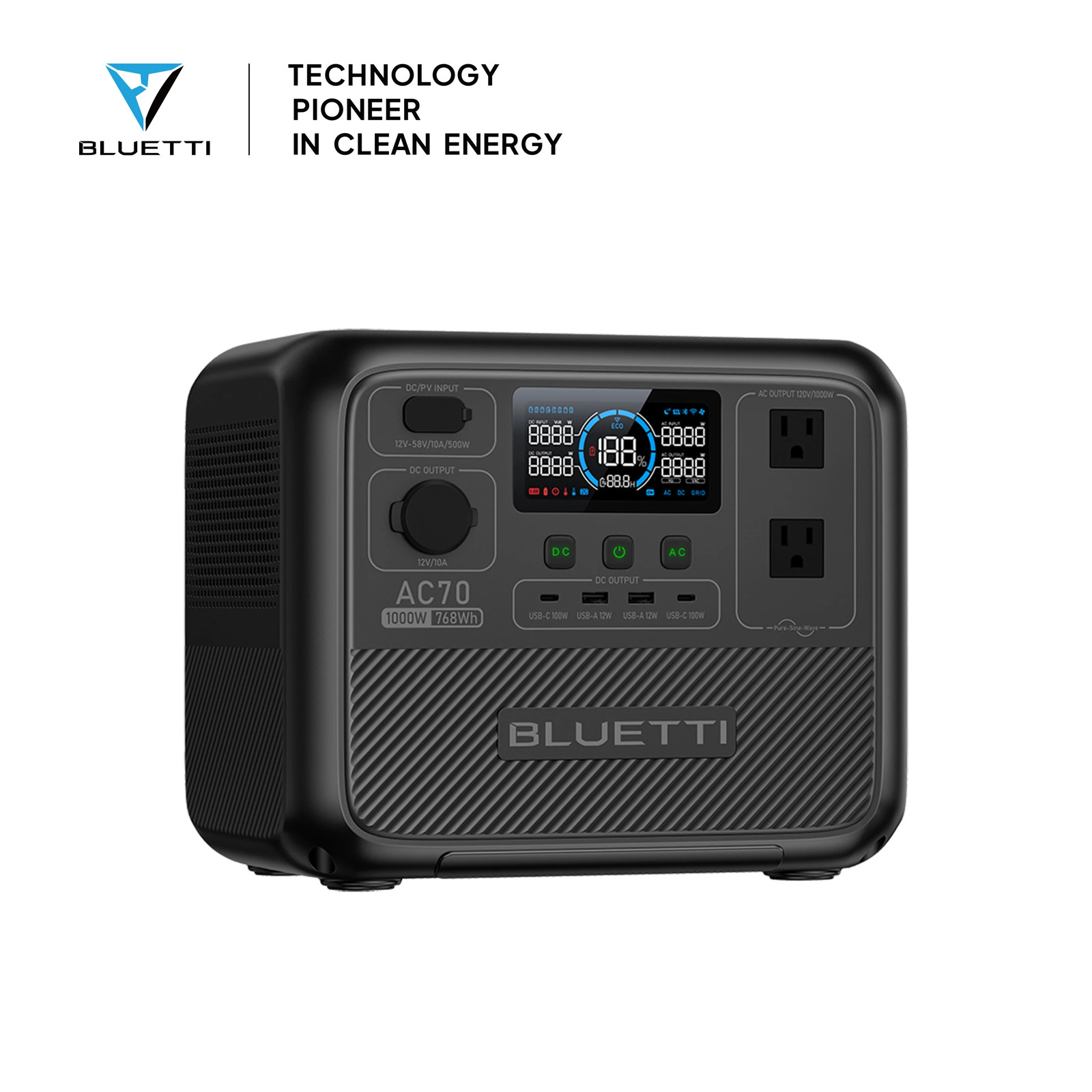 BLUETTI AC70 Portable Power Station 1000W 768Wh Solar Generator US Plug NEW