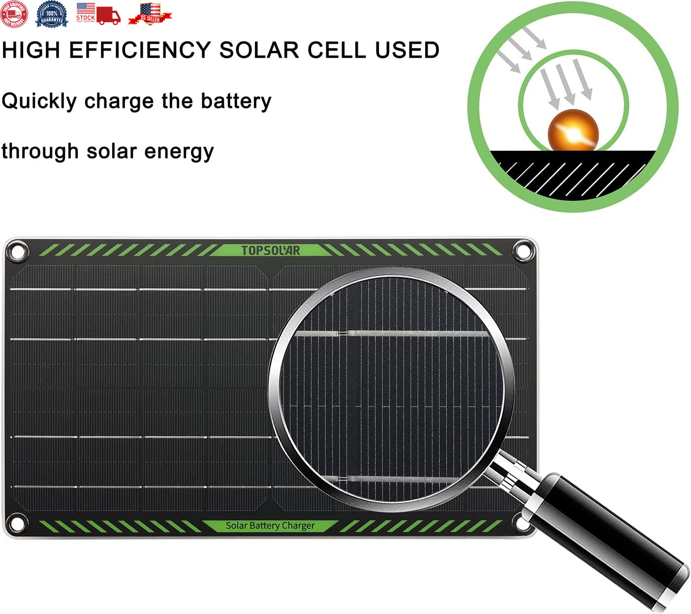 10W Solar Battery Maintainer Waterproof Car RV Boat Charger 12V Tender Trickle