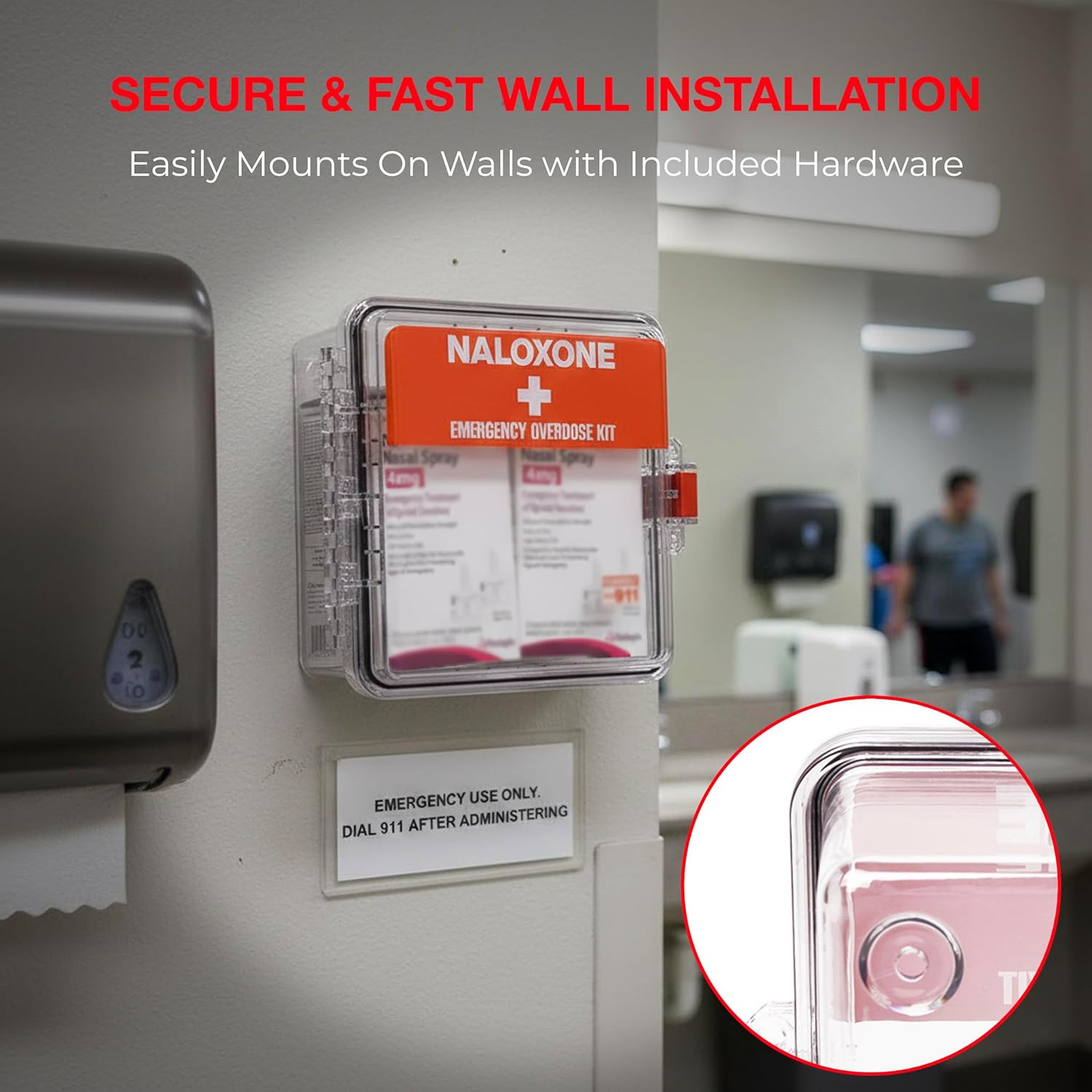 Outdoor Waterproof Naloxone Emergency Overdose Kit Cabinet – Clear Gasket-Sealed