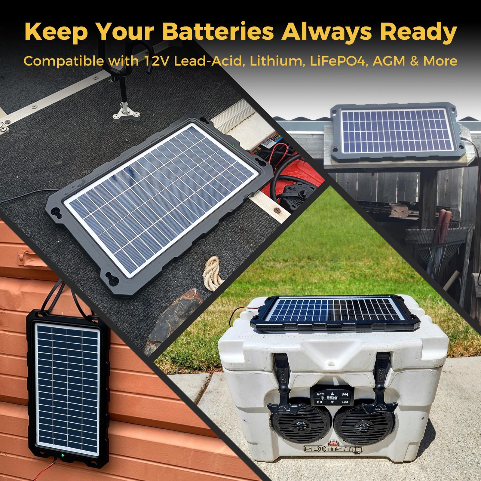 SUNAPEX 8W 12V Solar Battery Charge Maintainer – Solar Trickle Charger for Car