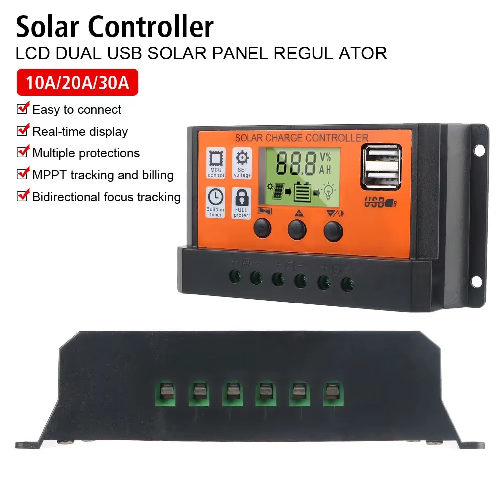 30-100A MPPT Solar Panel Regulator Charge Controller 12V/24V Auto Focus Tracking