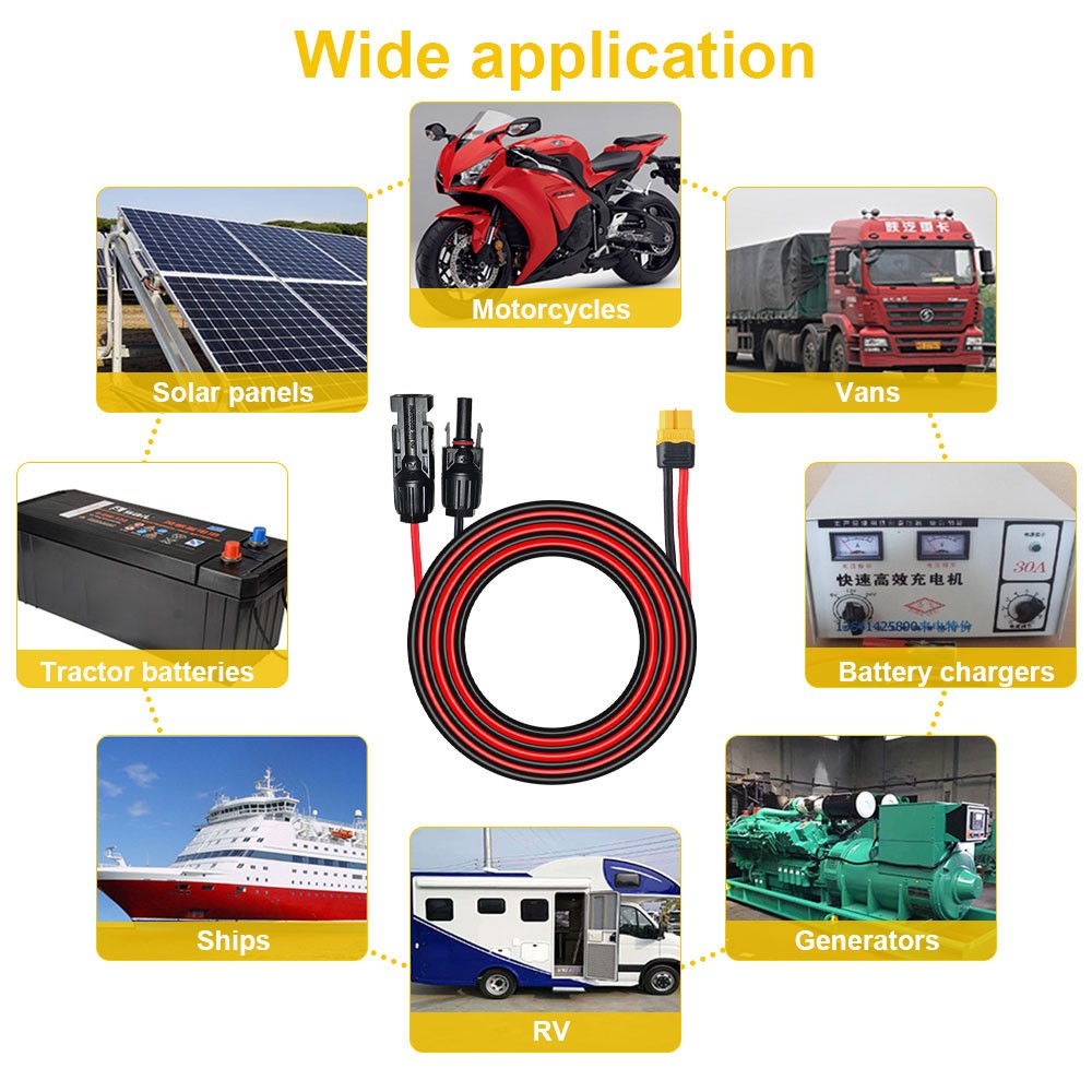 10ft Solar Panel Extension Cable Solar Connector to XT60 Adapter Charging Cable